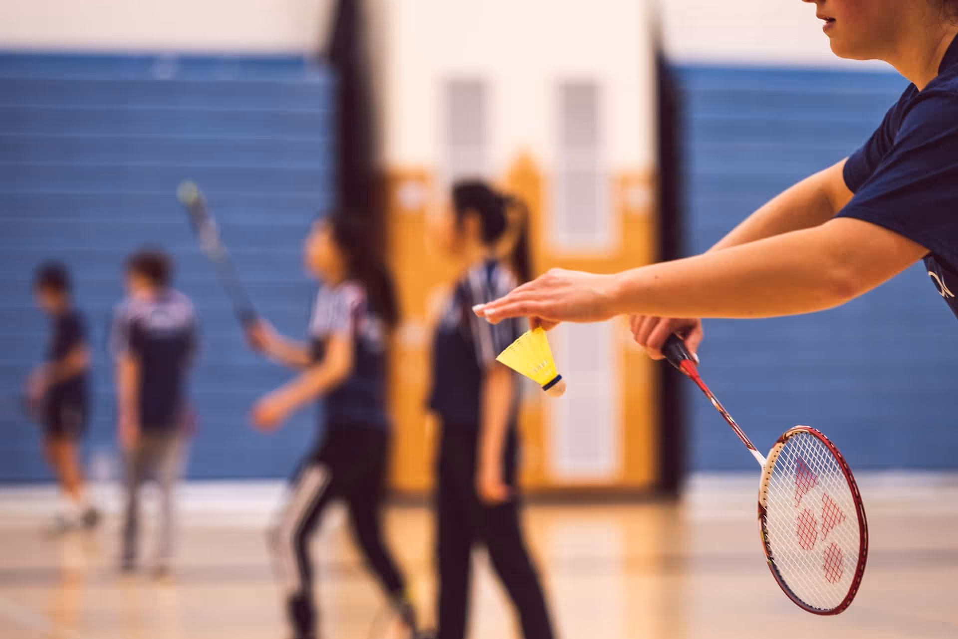 Rosehill College students playing badminton